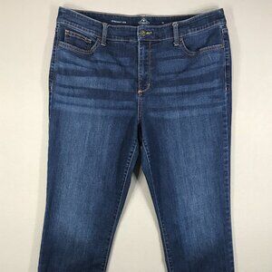 St John's Bay Jeans Women's 16 Blue Denim Pants Straight Leg Pockets Stretch
